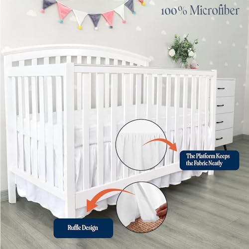 Dees Collection Ruffled Crib Bed Skirt - 24x42 Inch White 14 Drop 1