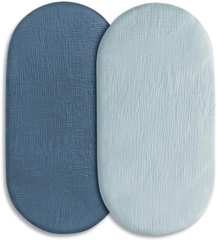 LYRICHOM Muslin Bassinet Sheets 2 Pack Soft Breathable