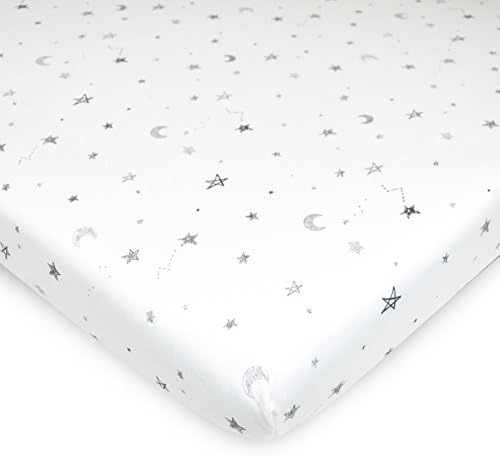 TL Care Fitted Bassinet Sheet - Gray Stars and Moons 100 Cotton