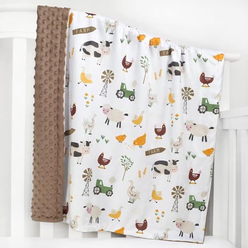 HOMRITAR Baby Blanket for Boys with Farm Animals Design