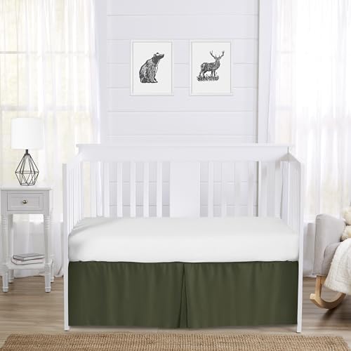 Sweet Jojo Designs Dark Green Crib Bed Skirt - Rustic Woodland Camo