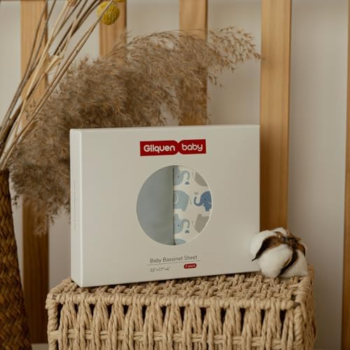 GLLQUEN Baby Bassinet Sheets 2 Pack - Organic Cotton 1