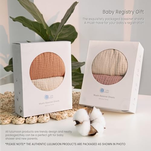 lulumoon Muslin Cotton Bassinet Sheets Neutral for Boys and Girls