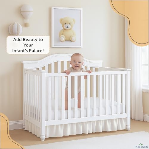 Rajlinen Ruffled Crib Bed Skirt Microfiber 14 Drop Ivory