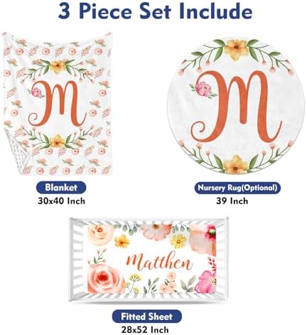Custom Name Crib Bedding Set - Yellow Flower Pattern for Baby Girls