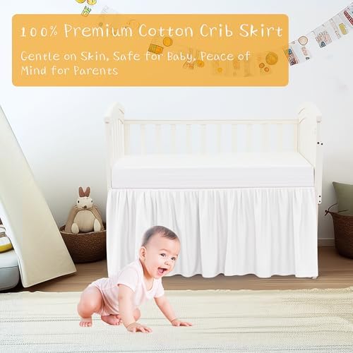 Zaizaihome Crib Bed Skirt - 100 Cotton 14 Drop No-Tie Design
