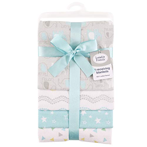 Luvable Friends Basic Elephant Receiving Blankets 4-Pack