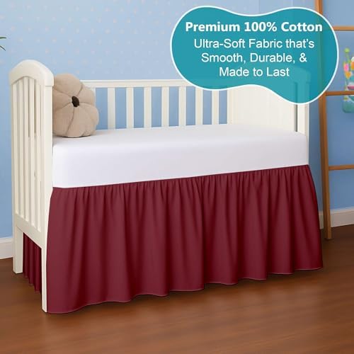 Burgundy Crib Bed Skirt for Boys Girls 14 Drop