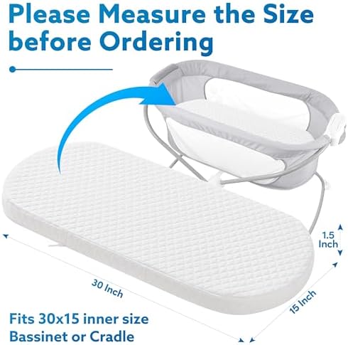 Pro Goleem Baby Bassinet Mattress Pad 30x15 Oval