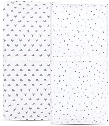 Elys Co Waterproof Changing Pad Cover Set - Grey Stars