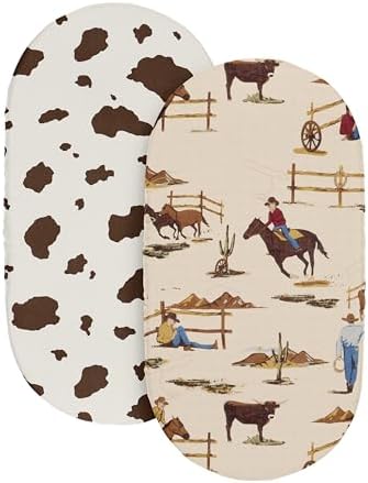 Sweet Jojo Designs Cow Print Bassinet Sheet Set 2 Pack 1