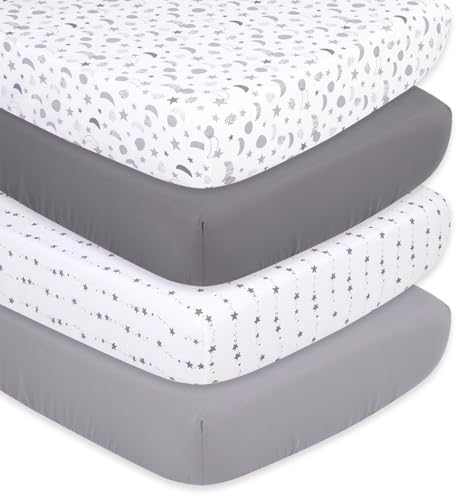 The Peanutshell 4-Pack Crib Sheets - Celestial Moon Stars Design