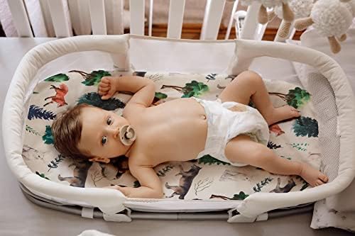 4 Pack Bassinet Sheets Woodland Forest Animals Neutral Unisex