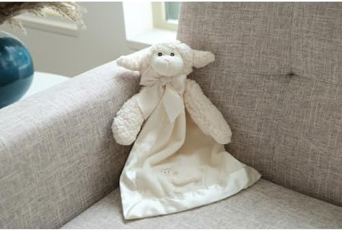 Bearington Baby Lamby Snuggler - 15 Inch White Plush Security Blanket