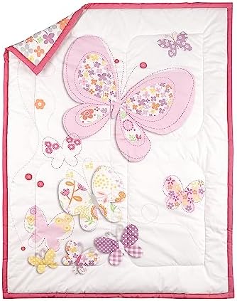 Bedward 100 Cotton Crib Bedding Set - Floral Butterfly Design