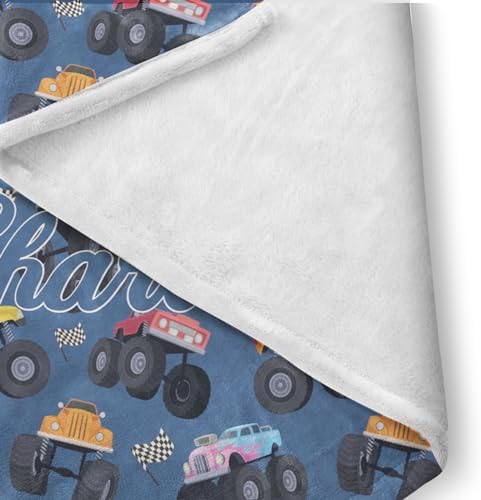 Custom Crib Bedding Set 3 Piece - Monster Trucks Design for Newborns