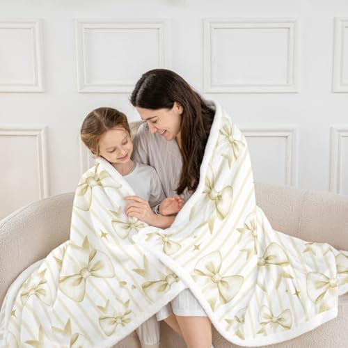Yellow Bow Fleece Throw Blanket for Kids and Babies