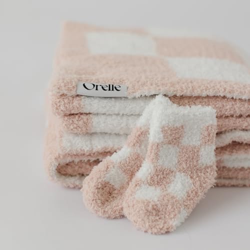 Orelle Pink Checkered Baby Blanket Socks Set 1
