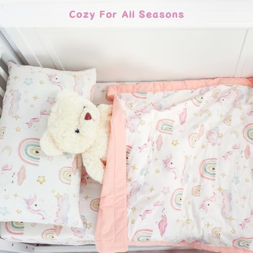 Pea Pod Muslin Crib Bedding Set 3-Piece Unicorn Rainbow
