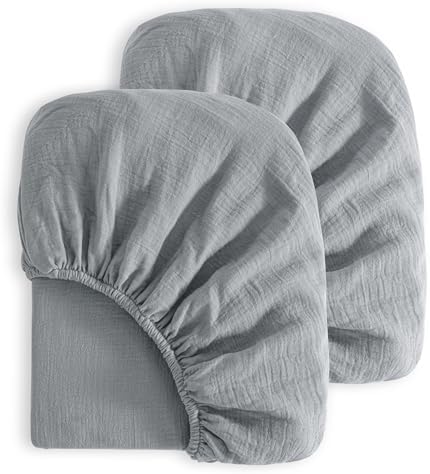 NTBAY 2 Pack Muslin Crib Sheets Soft Breathable Double Layer 24x38 Inches