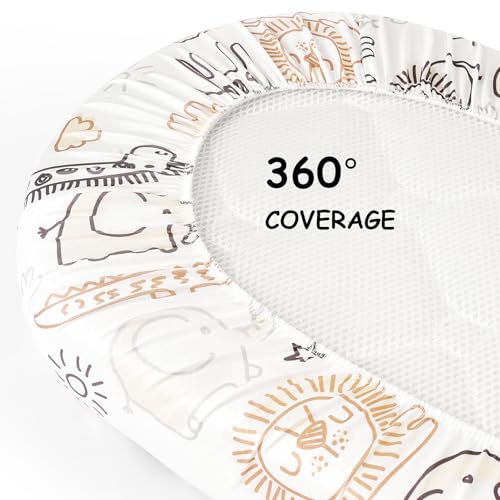 Yoofoss Bassinet Sheets 3-Pack Brown Animals
