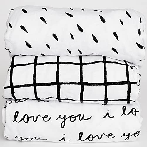 3 Fitted Bassinet Sheets Black White Set - OEKO-TEX Cotton 1