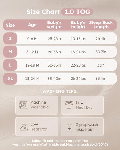Yoofoss Bamboo Rayon Sleep Sack 0-6 Months 2-Way Zipper