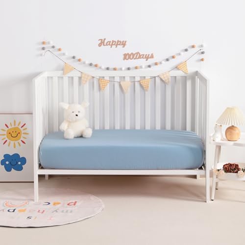 NTBAY 2 Pack Muslin Crib Sheets Soft Breathable 24x38 Inches
