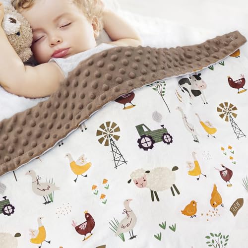 HOMRITAR Baby Blanket for Boys with Farm Animals Design