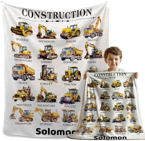 MATCHASTAR Truck Custom Name Flannel Throw Blanket for Kids