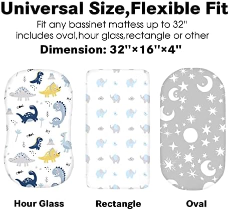 Plushii Dinosaur Bassinet Sheets 3 Pack