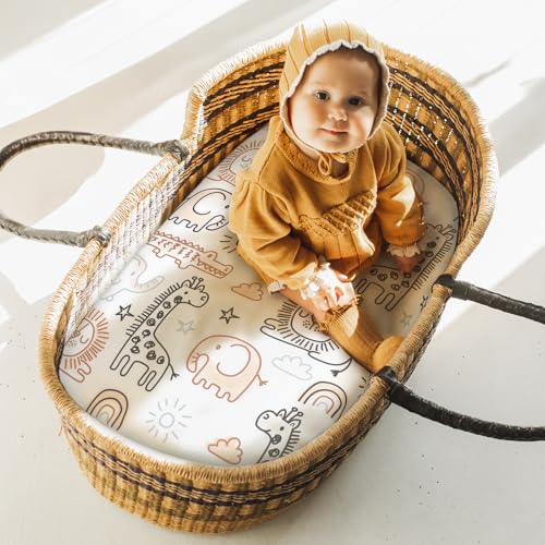 Yoofoss Bassinet Sheets 3-Pack Brown Animals