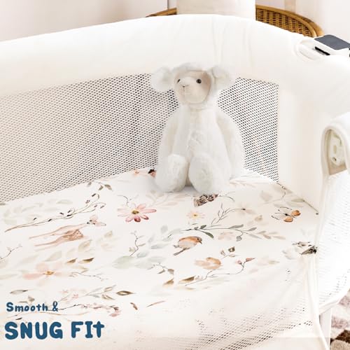 GRSSDER 3 Pack Ultra Soft Stretchy Bassinet Sheets Blush Pink Floral
