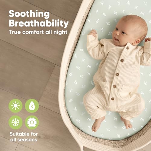 KeaBabies 2-Pack Organic Bassinet Sheets for Girls Boys