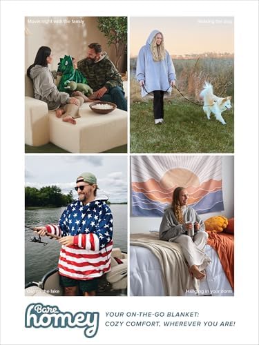 Bare Home Wearable Blanket Hoodie - Soft Plush Sherpa