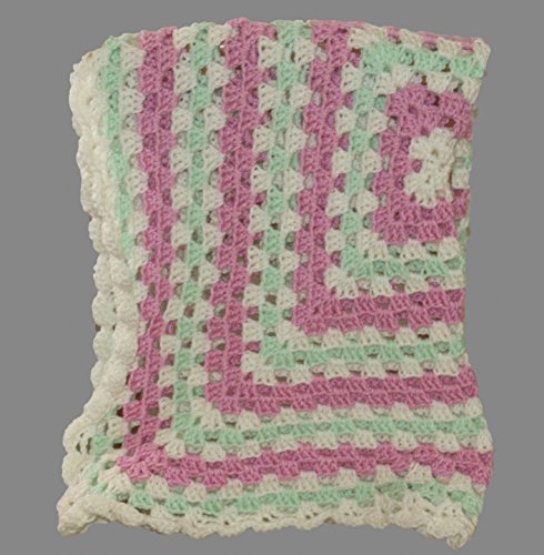 Pink Mint Ivory Baby Girl Crochet Blanket