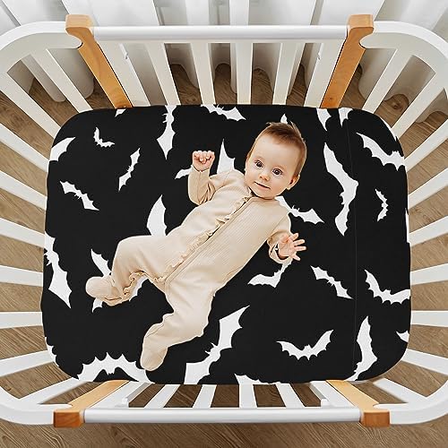 SHJI Baby Crib Mattress Black Bats Halloween Sheet