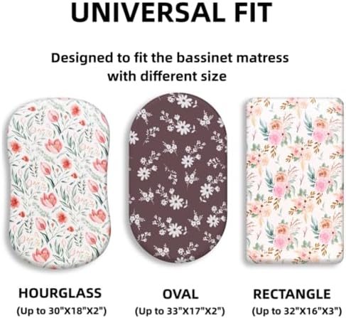 FIGEPO 4 Pack Baby Girl Bassinet Sheets Set 1