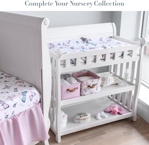 Butterfly Crib Bedding Set for Girls - 5 Piece White Pink