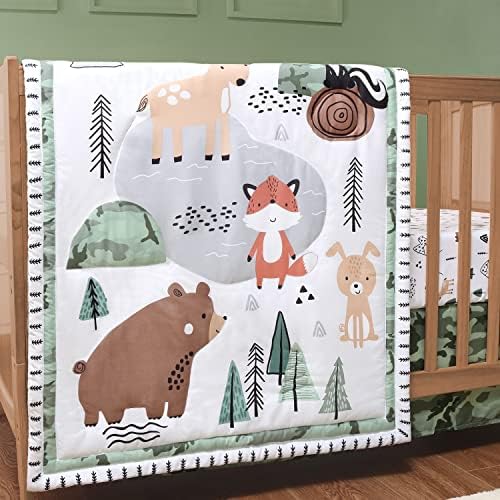 Peanutshell 3-Piece Crib Bedding Set for Boys - Woodland Camo