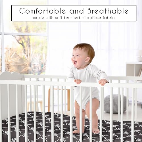 Sweet Jojo Designs 2-Piece Crib Sheets Set Black White Bows 1