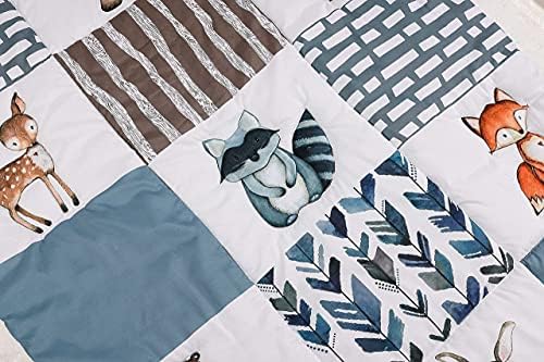 PINNKKU Crib Bedding Set for Boys with Woodland Animals