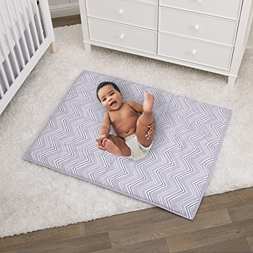 Little Love by NoJo Crib Bedding Set - 3 Piece Grey White Chevron