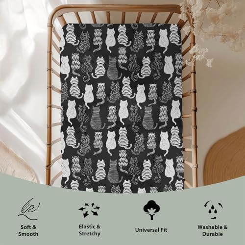 Stylish Cat Print Fitted Crib Sheets for Baby