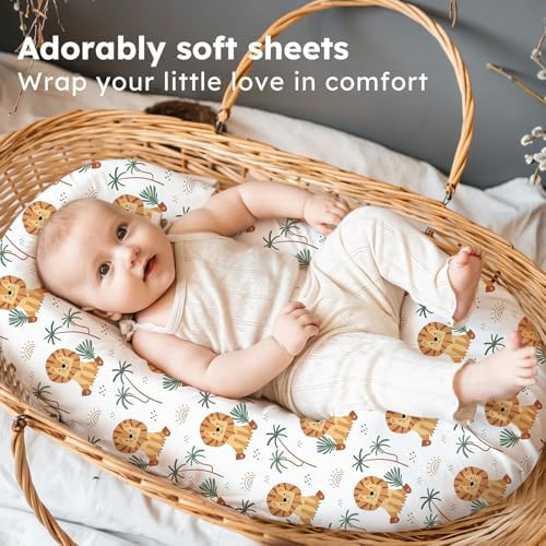 FIEMOL Baby Bassinet Sheets 3 Pack Brown Lion