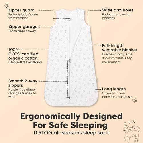 KeaBabies 2-Pack Wearable Sleep Sacks for 3-6 Months