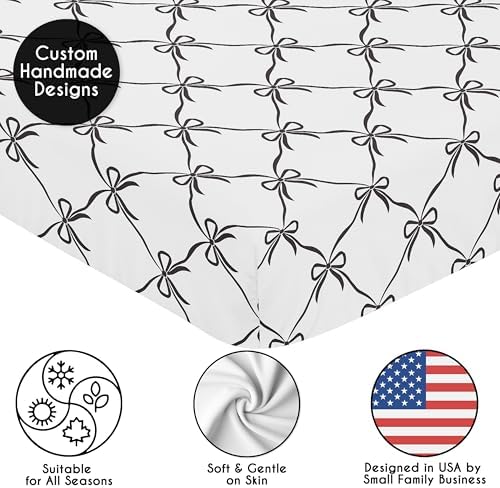 Sweet Jojo Designs 2-Piece Crib Sheets Set Black White Bows 1