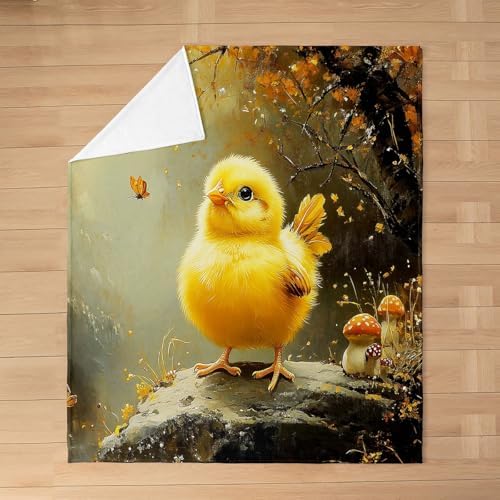jejeloiu Cute Chicken Fleece Throw Blanket for Kids and Adults