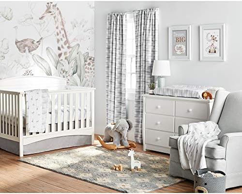 Lush Decor Gray Linen Textured Crib Skirt with 16 Drop