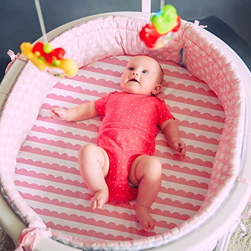 GLLQUEN Baby Bassinet Sheets Set 2-Pack with Pink Flower Design